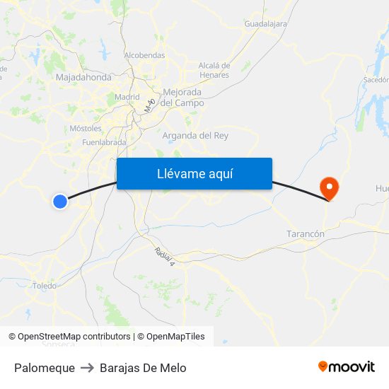 Palomeque to Barajas De Melo map