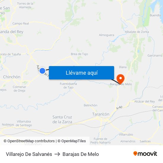Villarejo De Salvanés to Barajas De Melo map
