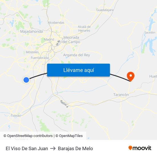El Viso De San Juan to Barajas De Melo map