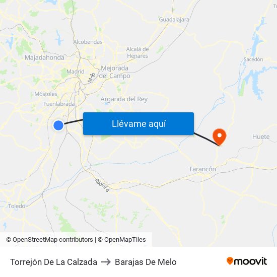 Torrejón De La Calzada to Barajas De Melo map