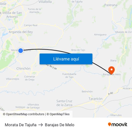 Morata De Tajuña to Barajas De Melo map