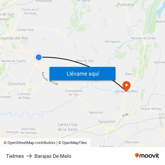 Tielmes to Barajas De Melo map