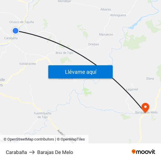 Carabaña to Barajas De Melo map