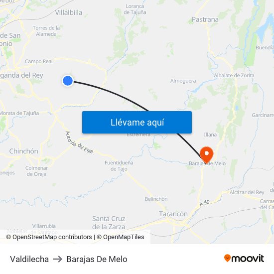 Valdilecha to Barajas De Melo map