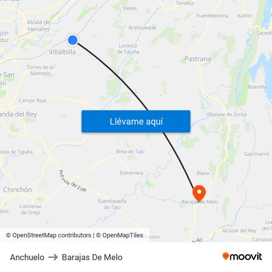 Anchuelo to Barajas De Melo map