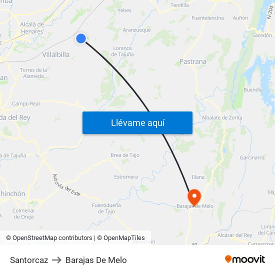 Santorcaz to Barajas De Melo map