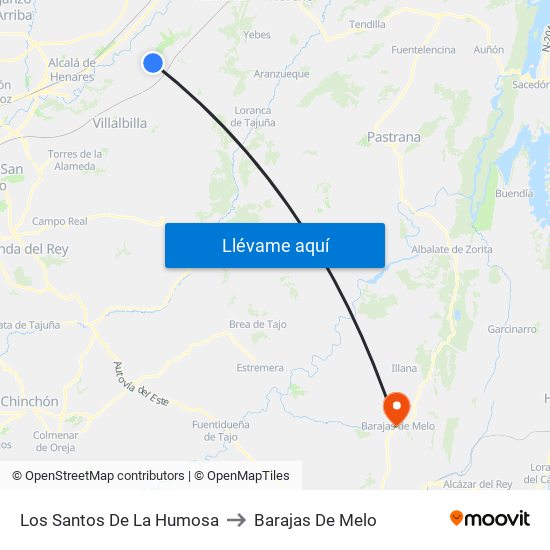 Los Santos De La Humosa to Barajas De Melo map