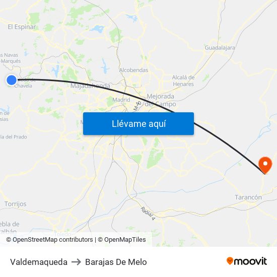 Valdemaqueda to Barajas De Melo map