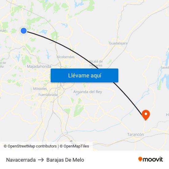 Navacerrada to Barajas De Melo map