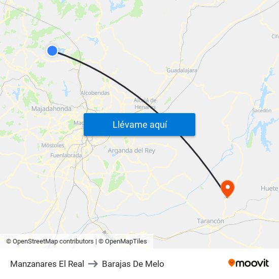 Manzanares El Real to Barajas De Melo map