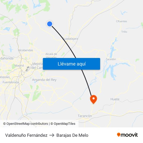 Valdenuño Fernández to Barajas De Melo map