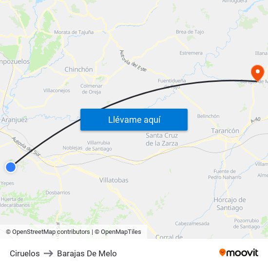 Ciruelos to Barajas De Melo map