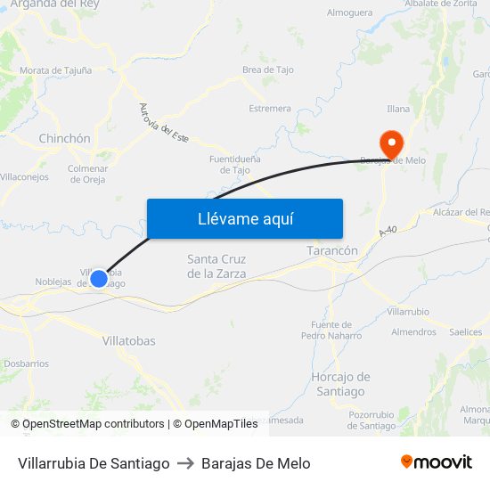 Villarrubia De Santiago to Barajas De Melo map