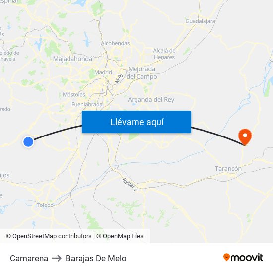 Camarena to Barajas De Melo map