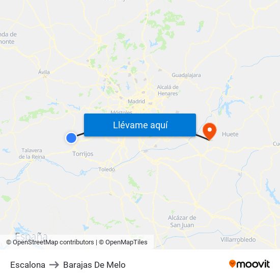 Escalona to Barajas De Melo map