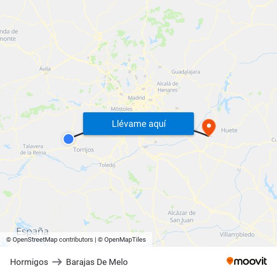 Hormigos to Barajas De Melo map