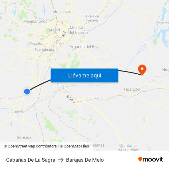 Cabañas De La Sagra to Barajas De Melo map