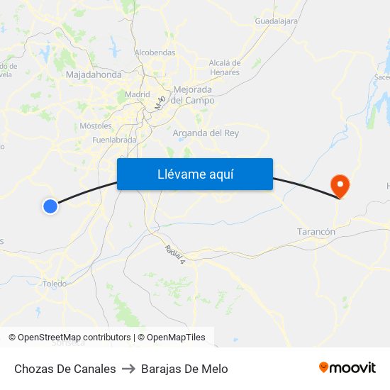 Chozas De Canales to Barajas De Melo map