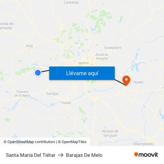 Santa María Del Tiétar to Barajas De Melo map