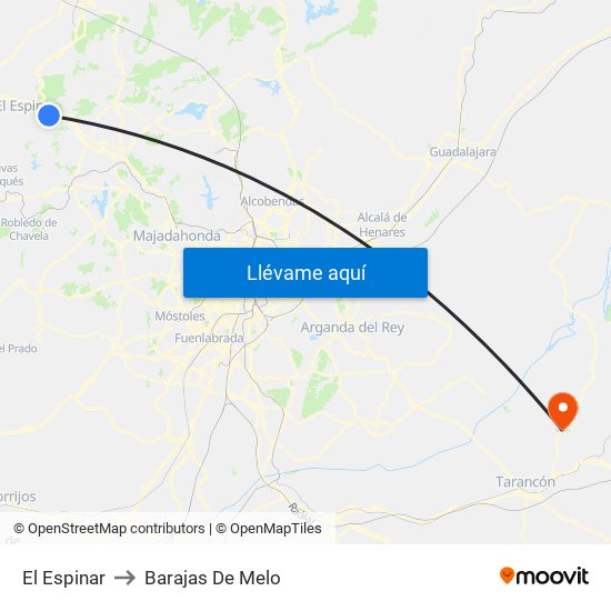 El Espinar to Barajas De Melo map