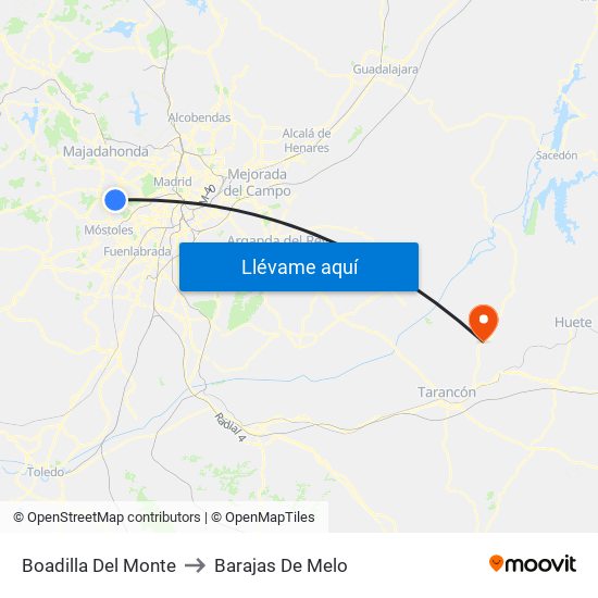 Boadilla Del Monte to Barajas De Melo map