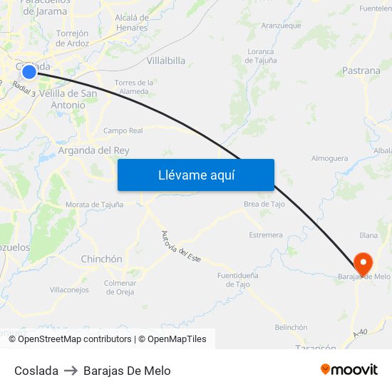 Coslada to Barajas De Melo map