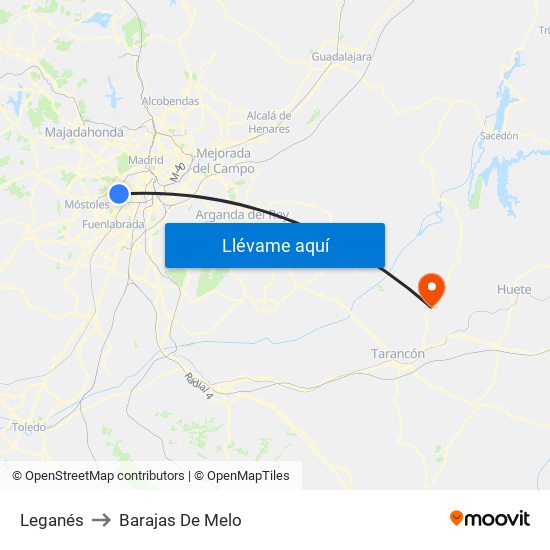 Leganés to Barajas De Melo map