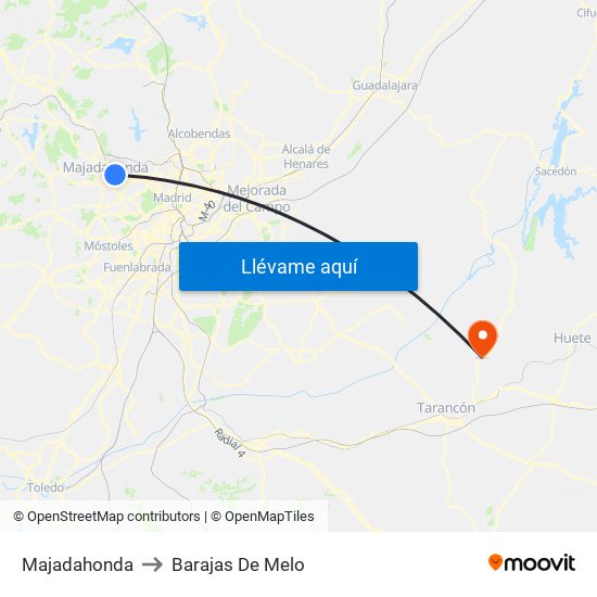 Majadahonda to Barajas De Melo map