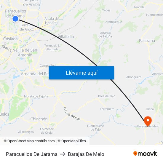 Paracuellos De Jarama to Barajas De Melo map