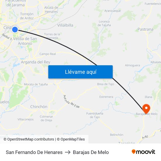 San Fernando De Henares to Barajas De Melo map