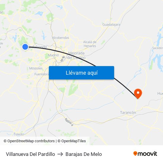 Villanueva Del Pardillo to Barajas De Melo map