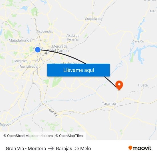 Gran Vía - Montera to Barajas De Melo map