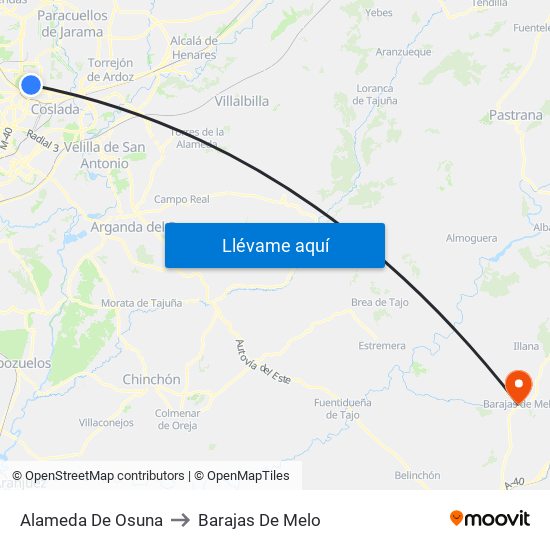 Alameda De Osuna to Barajas De Melo map