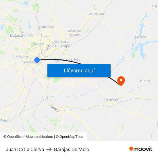 Juan De La Cierva to Barajas De Melo map