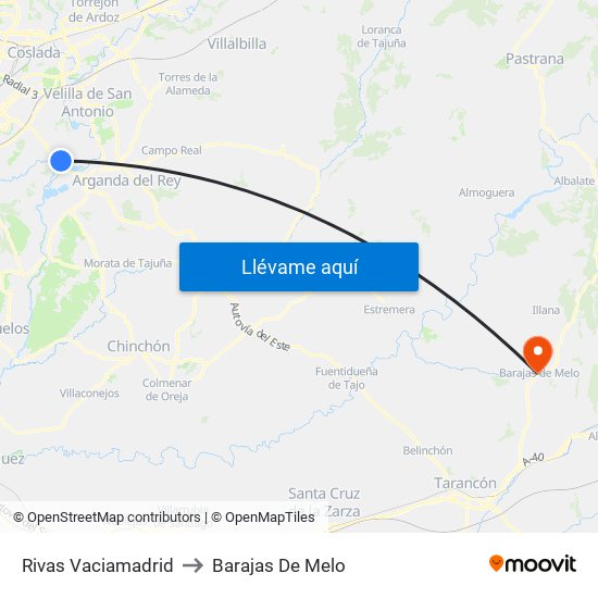 Rivas Vaciamadrid to Barajas De Melo map