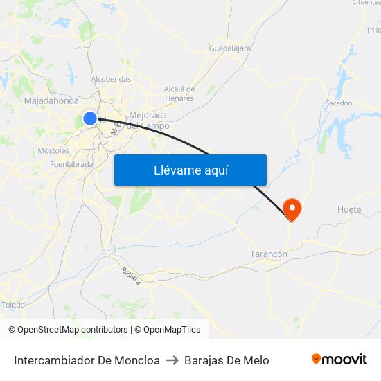 Intercambiador De Moncloa to Barajas De Melo map