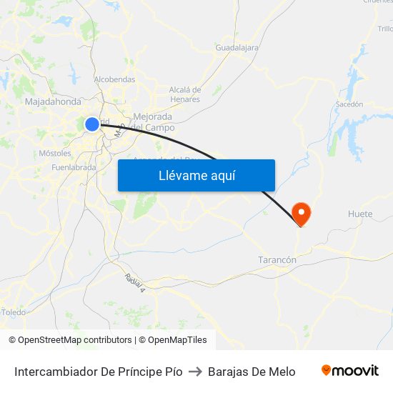 Intercambiador De Príncipe Pío to Barajas De Melo map