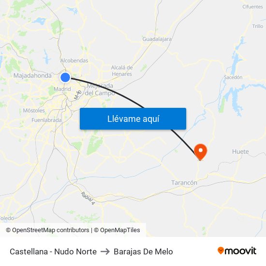 Castellana - Nudo Norte to Barajas De Melo map