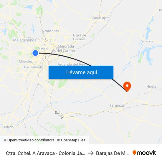 Ctra. Cchel. A Aravaca - Colonia Jardín to Barajas De Melo map
