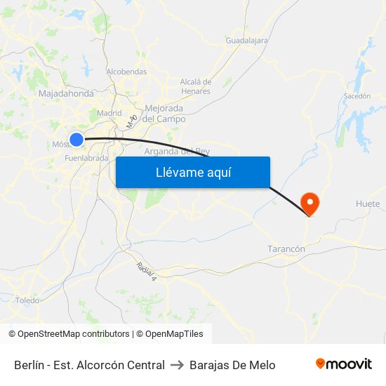 Berlín - Est. Alcorcón Central to Barajas De Melo map