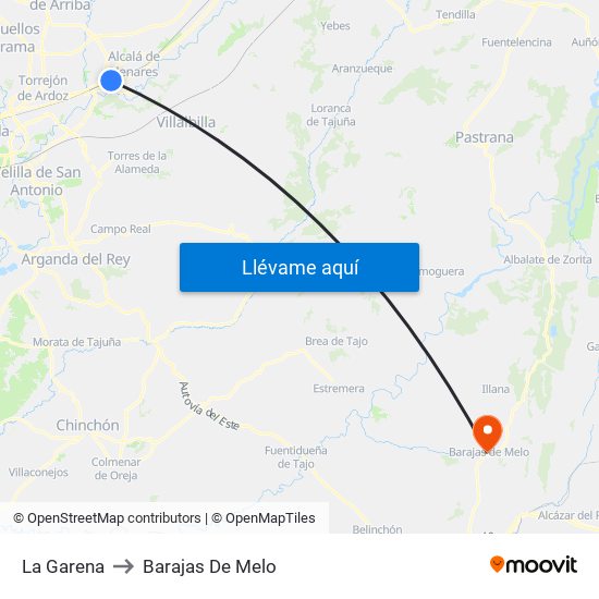 La Garena to Barajas De Melo map