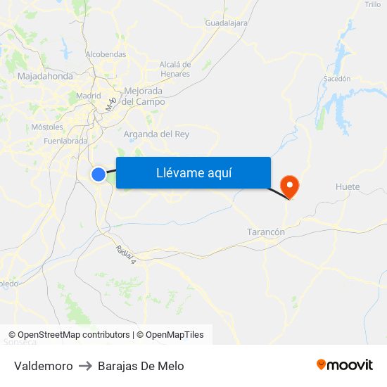Valdemoro to Barajas De Melo map