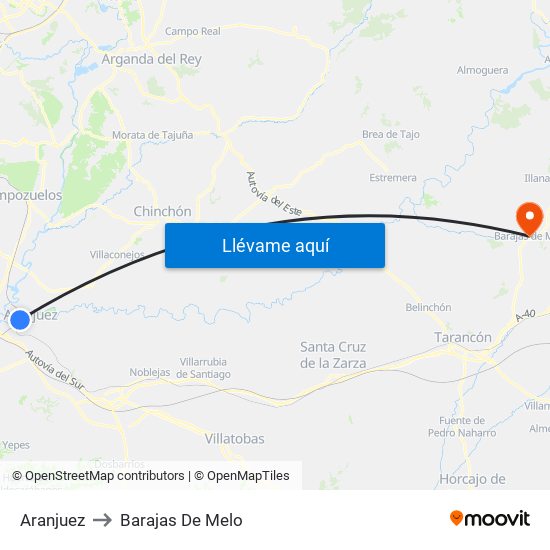 Aranjuez to Barajas De Melo map