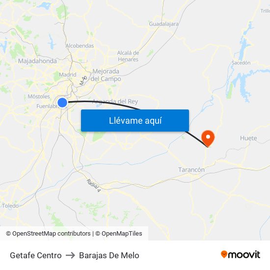 Getafe Centro to Barajas De Melo map