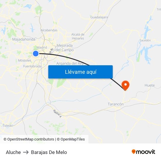 Aluche to Barajas De Melo map