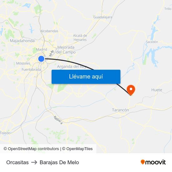 Orcasitas to Barajas De Melo map