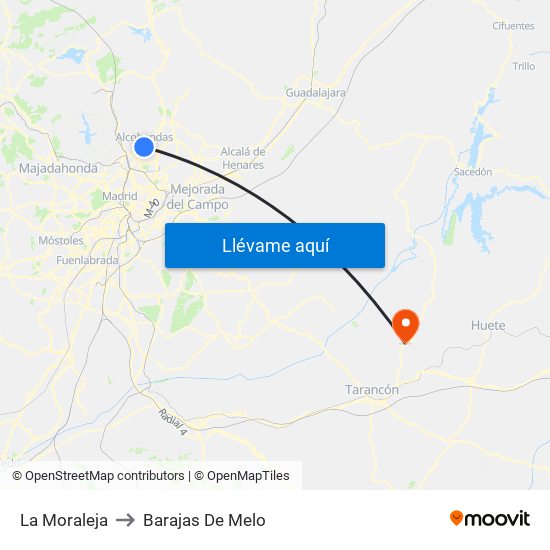 La Moraleja to Barajas De Melo map