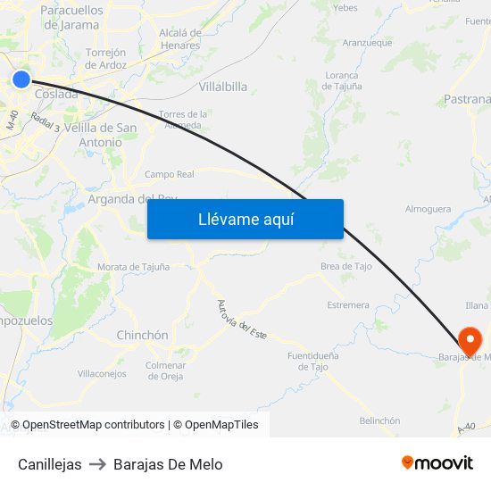 Canillejas to Barajas De Melo map