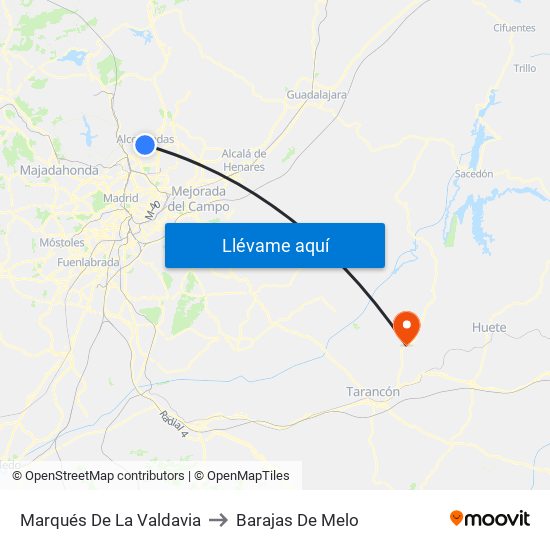 Marqués De La Valdavia to Barajas De Melo map