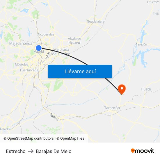 Estrecho to Barajas De Melo map